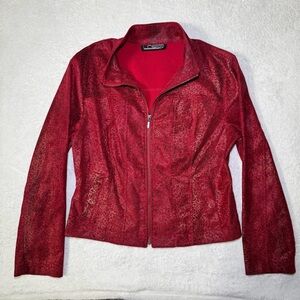 Vintage 90s Red Animal Print Sports Jacket, Unisex Punk Glam Style